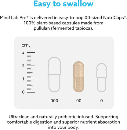 Mind Lab Pro® MLP® v4 Universal Nootropic™ Brain Booster Supplement for Focus, Memory, Clarity, Energy - 60-Count - Plant-Based, Naturally Sourced Memory Vitamins for Better Brain Health, Made in USA
