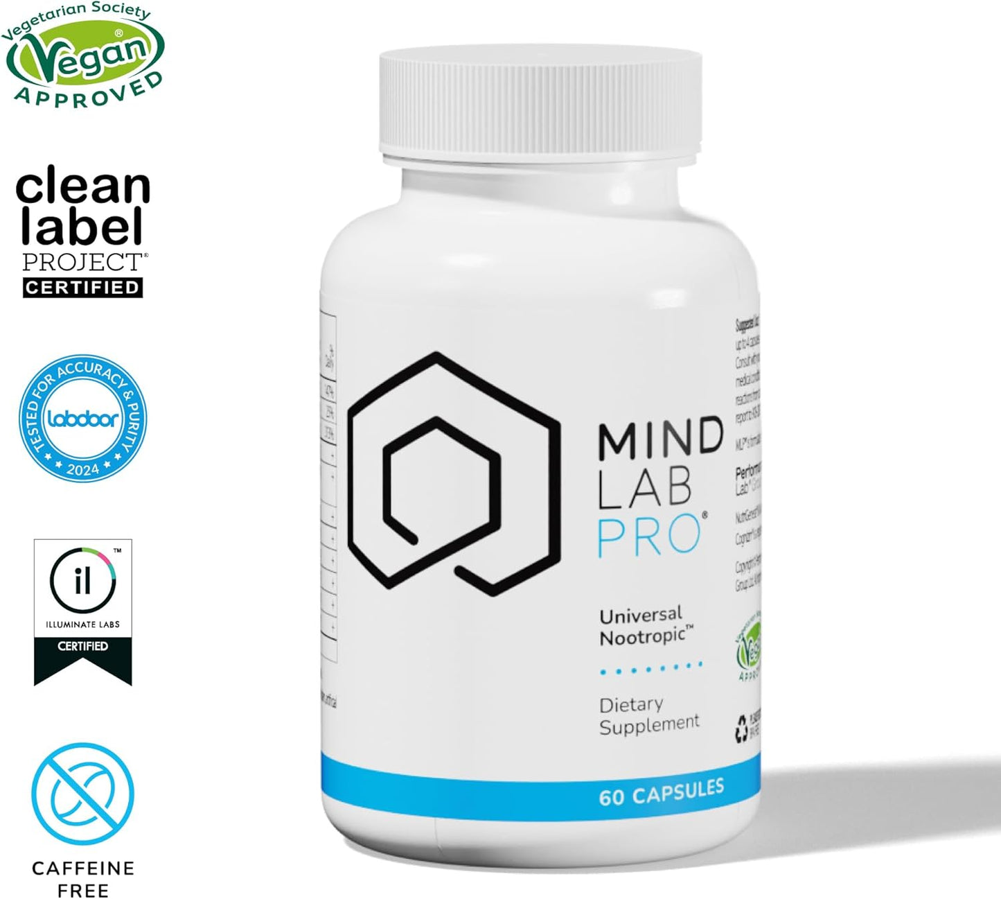 Mind Lab Pro® MLP® v4 Universal Nootropic™ Brain Booster Supplement for Focus, Memory, Clarity, Energy - 60-Count - Plant-Based, Naturally Sourced Memory Vitamins for Better Brain Health, Made in USA