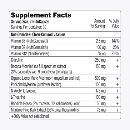 Mind Lab Pro® MLP® v4 Universal Nootropic™ Brain Booster Supplement for Focus, Memory, Clarity, Energy - 60-Count - Plant-Based, Naturally Sourced Memory Vitamins for Better Brain Health, Made in USA